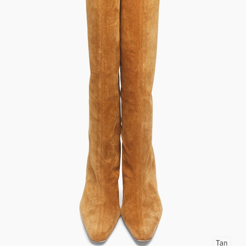 STAUD Tan Suede Wally High Heeled Boots